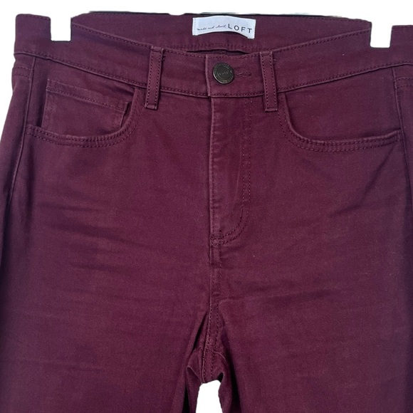 LOFT Made and Loved Burgundy Maroon Soft Skinny Pants Jeans size 2P | 26 Petite - Picture 5 of 8